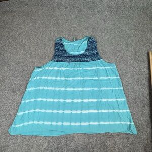 New Directions Weekend Top 2X‎ Tie-Dye Split Back Boho Coastal Beach Festival
